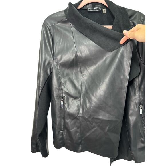 Bagatelle Open Black Front Faux Leather Jacket Women Size 1X Rocker Biker Casual - Picture 7 of 9